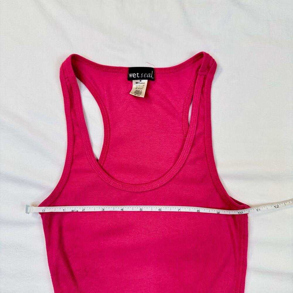 Wet Seal Ribbed Racerback Skinny Longline Tank Top Hot Pink Y2K Women's Medium - Picture 7 of 10